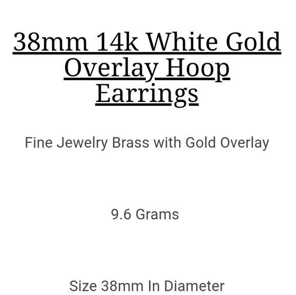 ๐HOLD๐38mm 14k White Gold Overlay Hoop Earrings - Picture 9 of 9